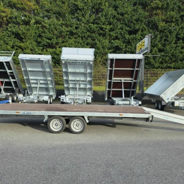 REMORQUE PLATEAU LIDER 44660 PTC 3500 KG LONGEUR 5 M + RAMPES + BEQUILLES + TREUIL